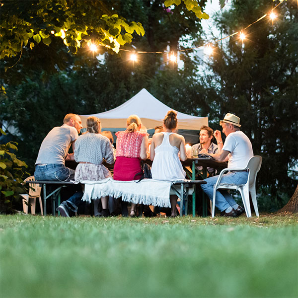 Outdoor dinner at night