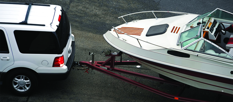 SUV towing a boat