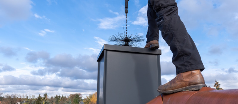 Chimney sweep cleaning chimney